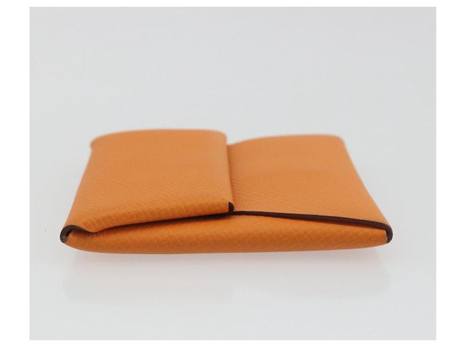 Hermès HERMES Bastia Terre Batue Münzbeutel Leder Orange Silber Auth 196674V - Ansicht 4