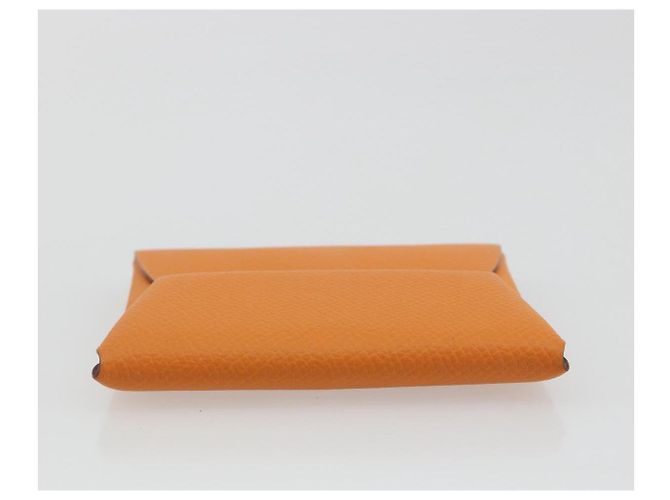 Hermès HERMES Bastia Terre Batue Münzbeutel Leder Orange Silber Auth 196674V - Ansicht 5