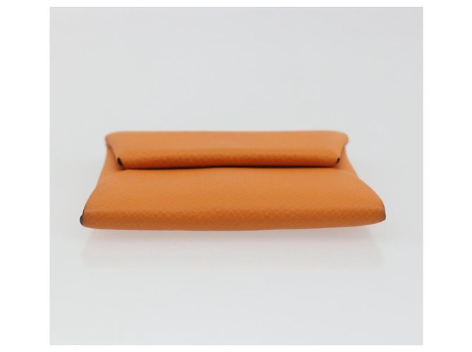 Hermès HERMES Bastia Terre Batue Münzbeutel Leder Orange Silber Auth 196674V - Ansicht 6