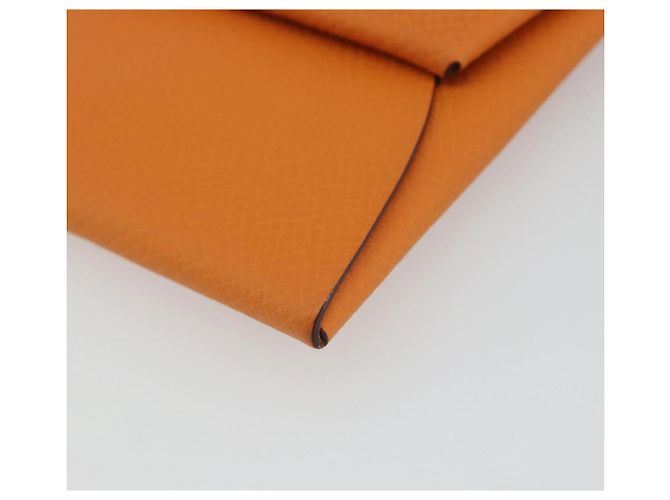 Hermès HERMES Bastia Terre Batue Münzbeutel Leder Orange Silber Auth 196674V - Ansicht 7