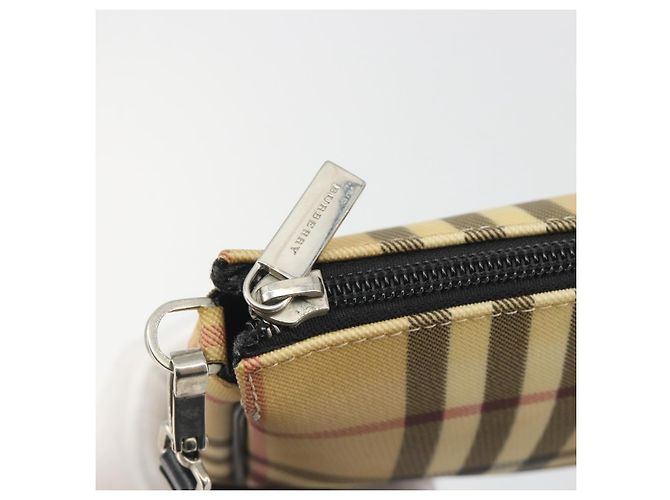 Pouch Accessori BURBERRY Nova Check PVC Leather Beige Silver Auth 198675A Argento - vista 10