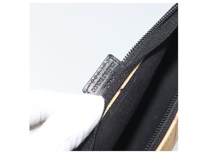 Pouch Accessori BURBERRY Nova Check PVC Leather Beige Silver Auth 198675A Argento - vista 12