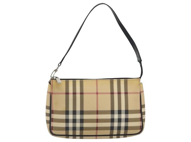 Pouch Accessori BURBERRY Nova Check PVC Leather Beige Silver Auth 198675A Argento - vista 13