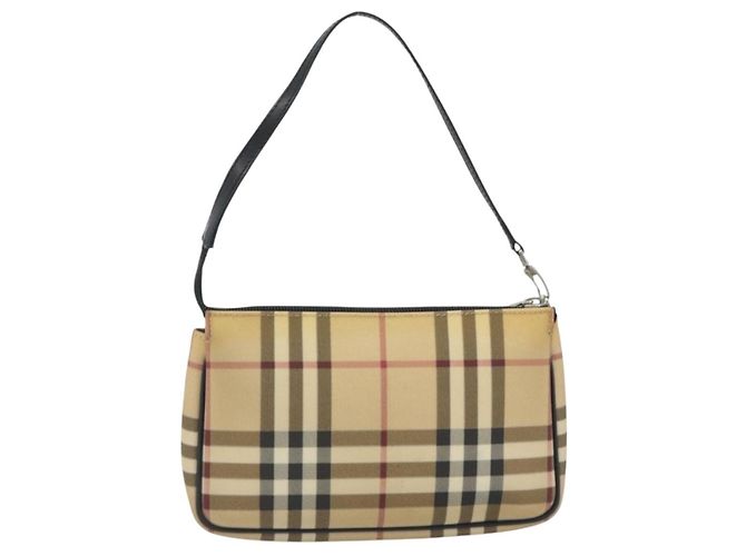 Pouch Accessori BURBERRY Nova Check PVC Leather Beige Silver Auth 198675A Argento - vista 2