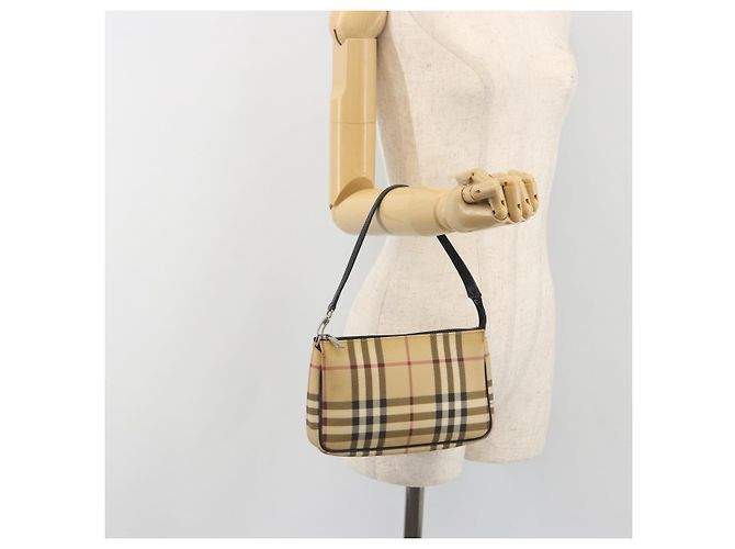 Pouch Accessori BURBERRY Nova Check PVC Leather Beige Silver Auth 198675A Argento - vista 21