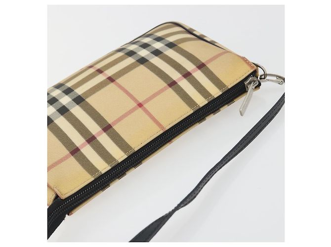 Pouch Accessori BURBERRY Nova Check PVC Leather Beige Silver Auth 198675A Argento - vista 6
