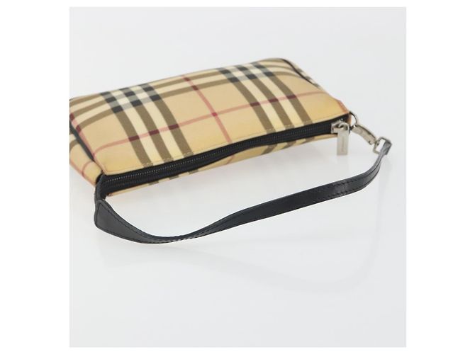 Pouch Accessori BURBERRY Nova Check PVC Leather Beige Silver Auth 198675A Argento - vista 7