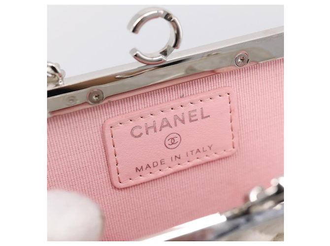 CHANEL Matelasse Chain Shoulder Pouch Lamb Skin White Silver CC Auth 197151M Argento Bianco - vista 10