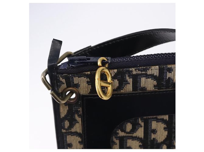 Borsa a tracolla Christian Dior Trotter Canvas Navy Gold Tone Auth 198511A Blu navy - vista 10