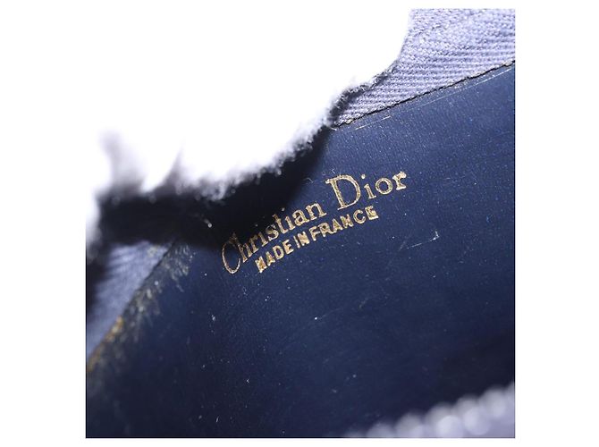 Borsa a tracolla Christian Dior Trotter Canvas Navy Gold Tone Auth 198511A Blu navy - vista 17