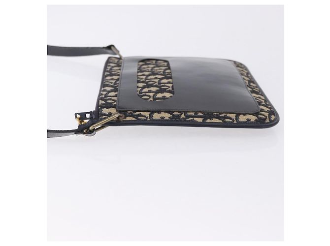 Borsa a tracolla Christian Dior Trotter Canvas Navy Gold Tone Auth 198511A Blu navy - vista 4
