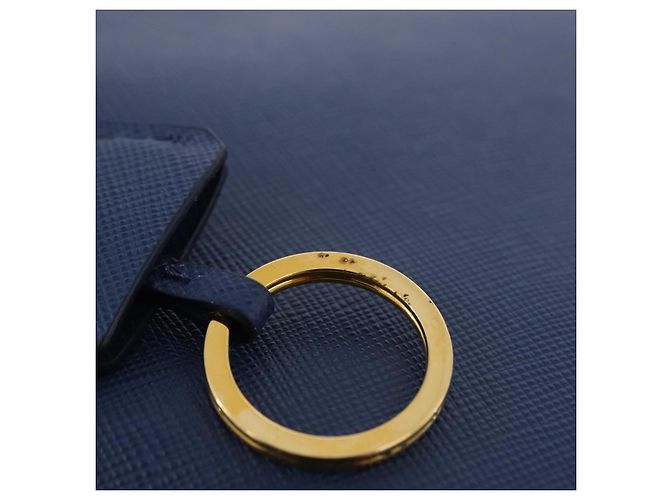 Saffiano Borsa a Mano PRADA Pelle Safiano 2way Blu Oro Auth BA15150V D'oro - vista 10