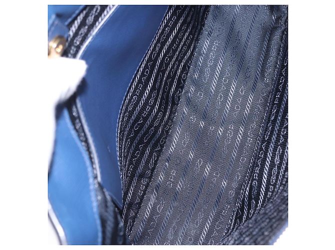Saffiano Borsa a Mano PRADA Pelle Safiano 2way Blu Oro Auth BA15150V D'oro - vista 11
