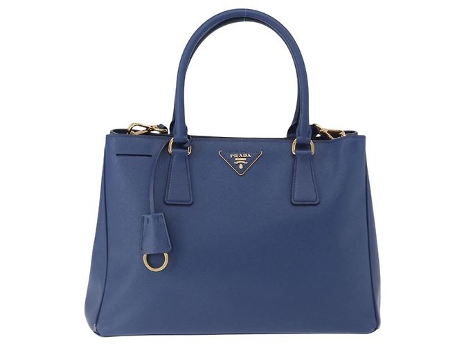 Saffiano Borsa a Mano PRADA Pelle Safiano 2way Blu Oro Auth BA15150V D'oro - vista 13