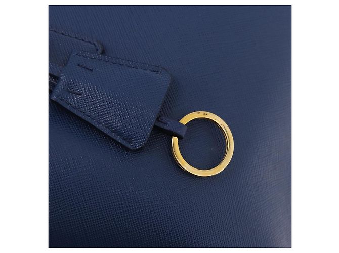 Saffiano Borsa a Mano PRADA Pelle Safiano 2way Blu Oro Auth BA15150V D'oro - vista 19