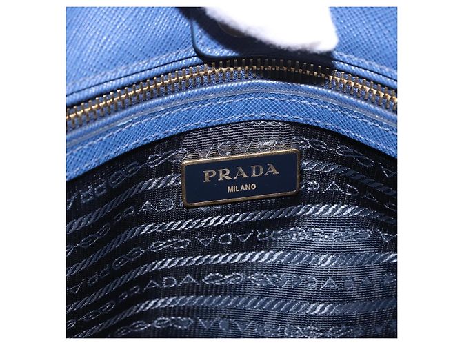 Saffiano Borsa a Mano PRADA Pelle Safiano 2way Blu Oro Auth BA15150V D'oro - vista 21