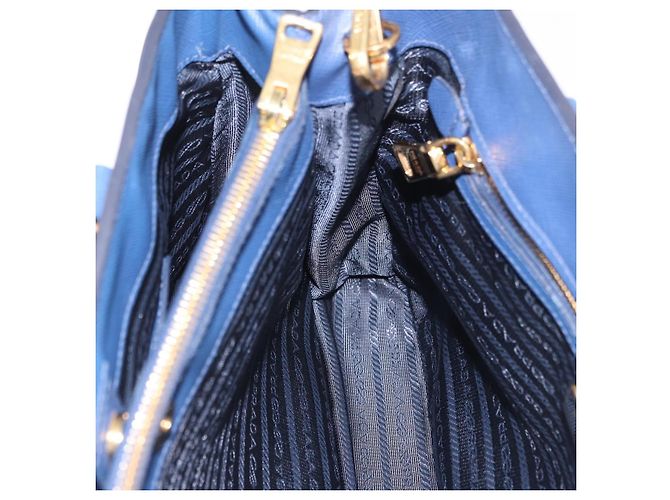 Saffiano Borsa a Mano PRADA Pelle Safiano 2way Blu Oro Auth BA15150V D'oro - vista 24