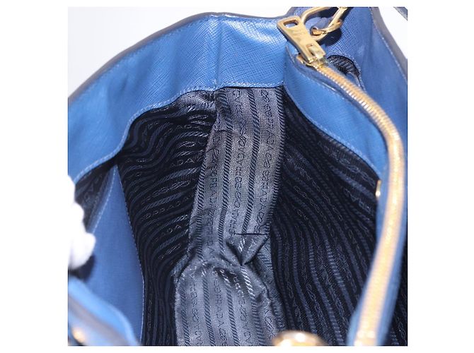 Saffiano Borsa a Mano PRADA Pelle Safiano 2way Blu Oro Auth BA15150V D'oro - vista 25