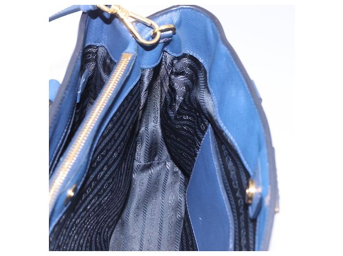 Saffiano Borsa a Mano PRADA Pelle Safiano 2way Blu Oro Auth BA15150V D'oro - vista 26