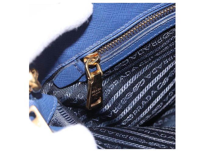 Saffiano Borsa a Mano PRADA Pelle Safiano 2way Blu Oro Auth BA15150V D'oro - vista 27
