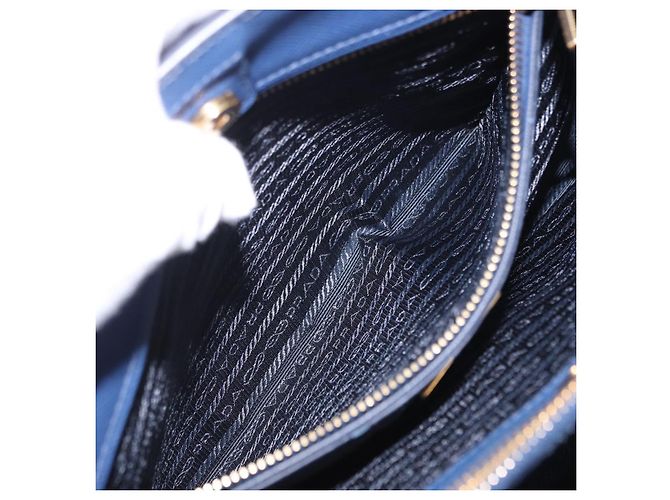 Saffiano Borsa a Mano PRADA Pelle Safiano 2way Blu Oro Auth BA15150V D'oro - vista 28