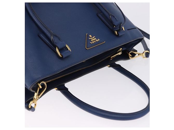 Saffiano Borsa a Mano PRADA Pelle Safiano 2way Blu Oro Auth BA15150V D'oro - vista 6