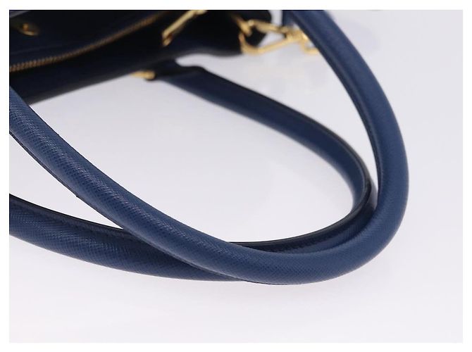 Saffiano Borsa a Mano PRADA Pelle Safiano 2way Blu Oro Auth BA15150V D'oro - vista 7
