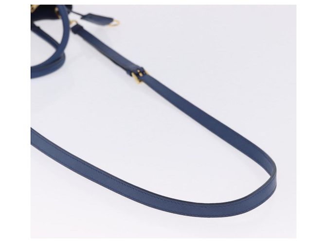 Saffiano Borsa a Mano PRADA Pelle Safiano 2way Blu Oro Auth BA15150V D'oro - vista 8