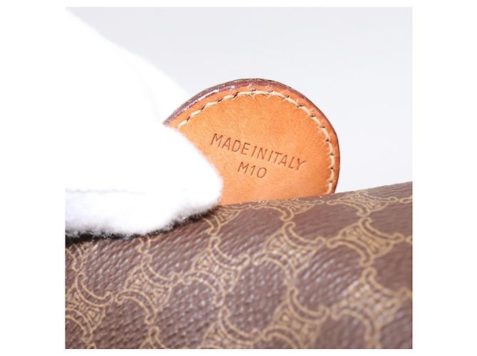 Céline Borsa a mano CELINE Macadam Canvas PVC Leather Brown Gold Auth BA15189A Marrone D'oro - vista 12