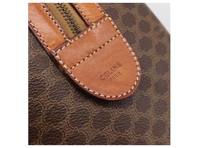 Céline Borsa a mano CELINE Macadam Canvas PVC Leather Brown Gold Auth BA15189A Marrone D'oro - vista 17