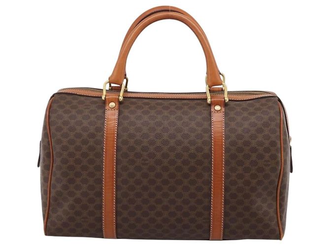 Céline Borsa a mano CELINE Macadam Canvas PVC Leather Brown Gold Auth BA15189A Marrone D'oro - vista 2
