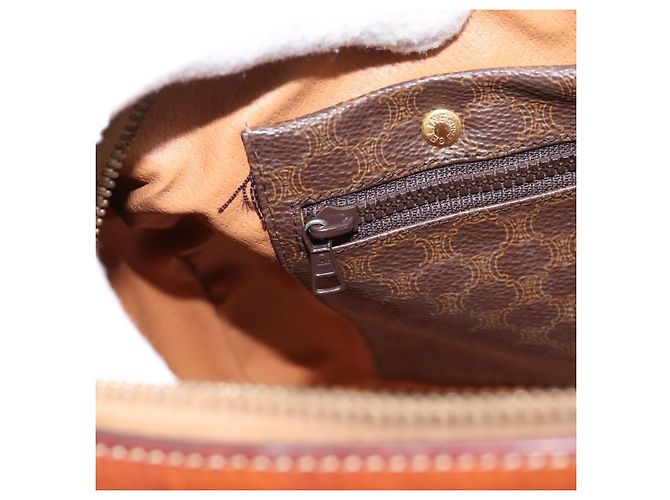 Céline Borsa a mano CELINE Macadam Canvas PVC Leather Brown Gold Auth BA15189A Marrone D'oro - vista 20