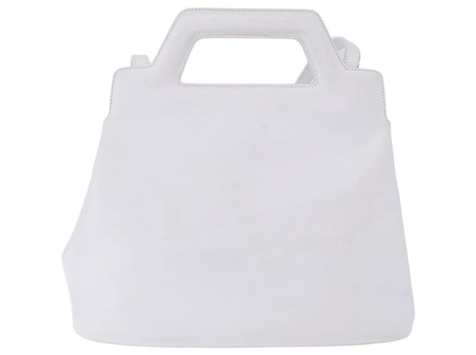 Borsa Salvatore Ferragamo Gancini in pelle 2way White Gold Auth 196350 - vista 2