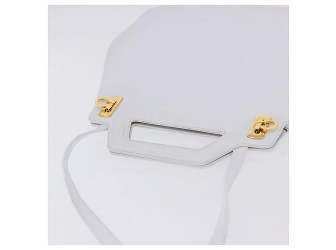 Borsa Salvatore Ferragamo Gancini in pelle 2way White Gold Auth 196350 - vista 6