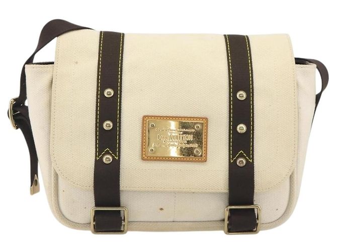 Borsa LOUIS VUITTON Antigua Buzas PM Canvas White Brown M40042 LV Auth bs36763 Marrone Bianco - vista 13