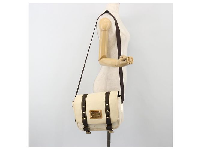 Borsa LOUIS VUITTON Antigua Buzas PM Canvas White Brown M40042 LV Auth bs36763 Marrone Bianco - vista 24