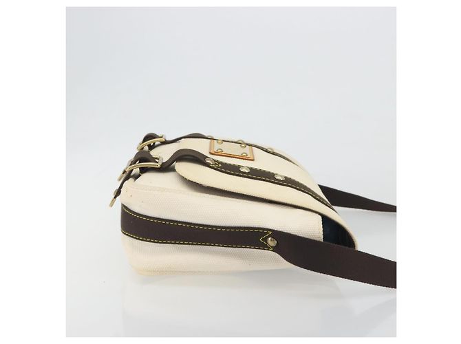 Borsa LOUIS VUITTON Antigua Buzas PM Canvas White Brown M40042 LV Auth bs36763 Marrone Bianco - vista 3