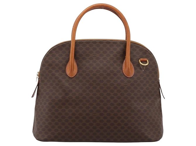 Céline Borsa a mano CELINE Macadam Canvas PVC Leather Brown Gold Auth mr2818 Marrone D'oro - vista 13