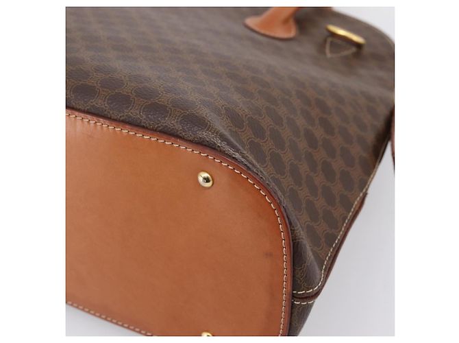 Céline Borsa a mano CELINE Macadam Canvas PVC Leather Brown Gold Auth mr2818 Marrone D'oro - vista 15