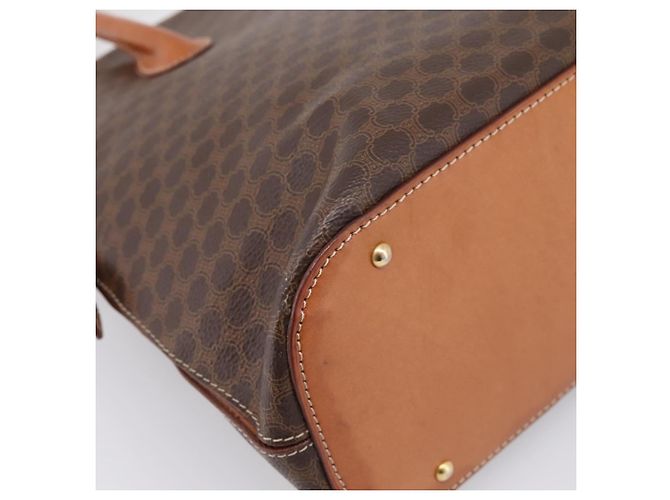 Céline Borsa a mano CELINE Macadam Canvas PVC Leather Brown Gold Auth mr2818 Marrone D'oro - vista 16