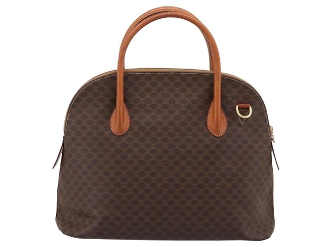 Céline Borsa a mano CELINE Macadam Canvas PVC Leather Brown Gold Auth mr2818 Marrone D'oro - vista 2