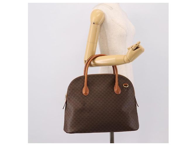 Céline Borsa a mano CELINE Macadam Canvas PVC Leather Brown Gold Auth mr2818 Marrone D'oro - vista 22