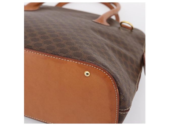 Céline Borsa a mano CELINE Macadam Canvas PVC Leather Brown Gold Auth mr2818 Marrone D'oro - vista 9