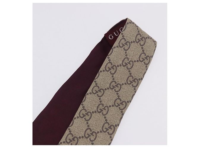 Sciarpa GUCCI GG Canvas Seta Collaborazione Higuchi Yuko Beige Auth 197171M - vista 13