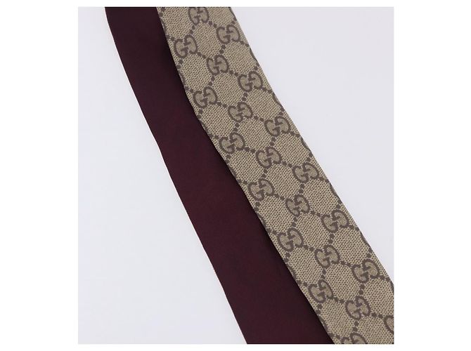 Sciarpa GUCCI GG Canvas Seta Collaborazione Higuchi Yuko Beige Auth 197171M - vista 6