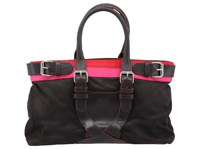 Borsa a mano LOEWE in pelle nera argento autentica ep15767 Nero - vista 13