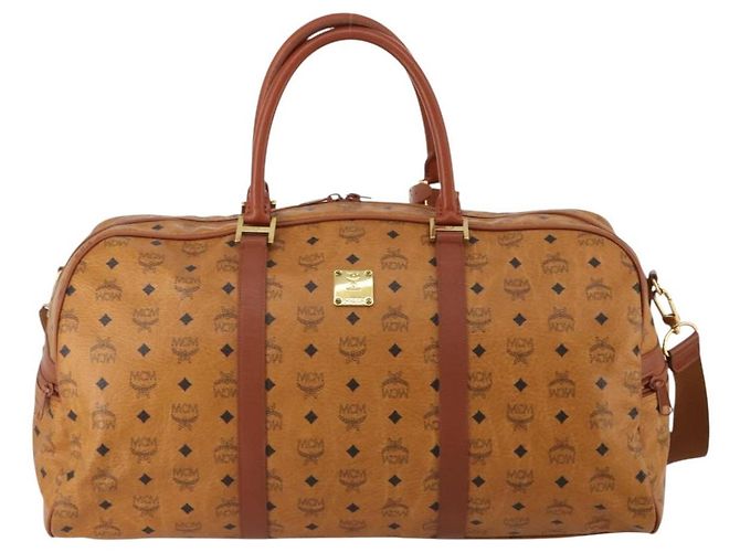 Borsa MCM Logogram Vicetos Mini Boston Bag PVC Leather 2way Brown Gold Auth 196266A Marrone D'oro - vista 13