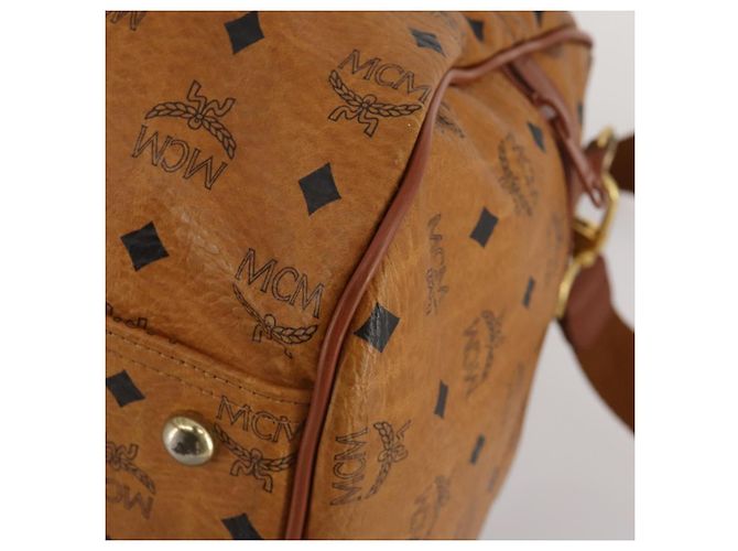 Borsa MCM Logogram Vicetos Mini Boston Bag PVC Leather 2way Brown Gold Auth 196266A Marrone D'oro - vista 15