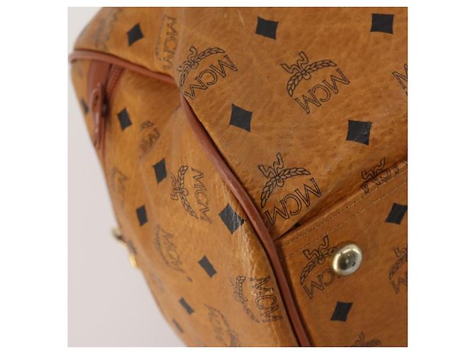 Borsa MCM Logogram Vicetos Mini Boston Bag PVC Leather 2way Brown Gold Auth 196266A Marrone D'oro - vista 16