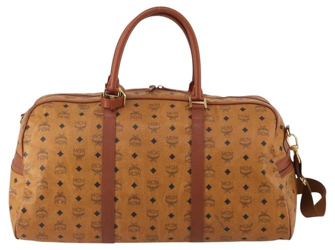 Borsa MCM Logogram Vicetos Mini Boston Bag PVC Leather 2way Brown Gold Auth 196266A Marrone D'oro - vista 2